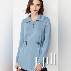 J. Jill Fit Sleek Double-Knit Cinched-Waist Tunic M Heron Blue